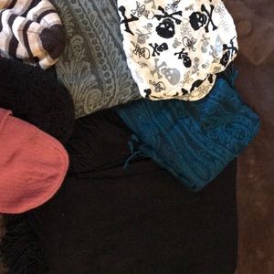 Variety of scarves and hats